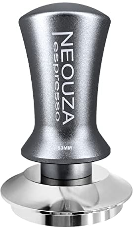 NEOUZA Espresso-Tamper, 53 mm, federbelastet, für Kaffeemaschinen-Zubehör, antihaftbeschichtet, selbstnivellierend, raffinierter Griff, flacher Boden aus Edelstahl