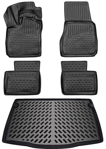 ELMASLINE 3D Gummimatten & Kofferraumwanne Set für Renault TWINGO 3 (III) 2014-2024 | Zubehör Fußmatten + Kofferraummatte
