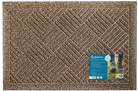 JVL Dirt Defender Scraper Door Mat 40 x 60 cm, Squares, Beige