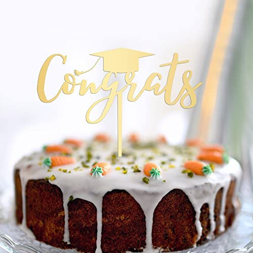 Graduation Cake Toppers Mirror Gold Congrats Congratulations 2022 Custom Toppers For High School Graduation Decor Graduation Gifts For Son/Daughter Graduation Hat Cake Topper