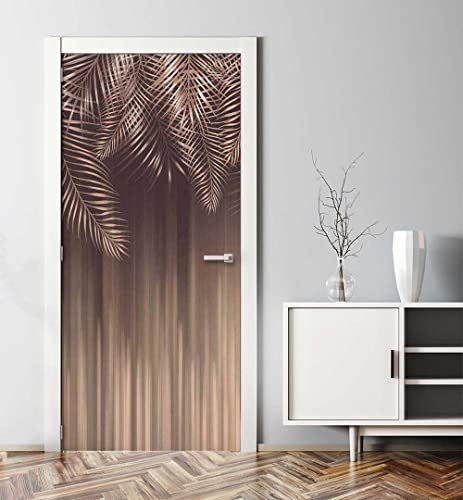 MyMaxxi - Tür bekleben mit Türtapete Türposter Türfolie Selbstklebend 90x200 Bronzefarbende hängende Palmenblätter - Tür verschönern Türaufkleber Türposter Türklebefolie Baum Blatt