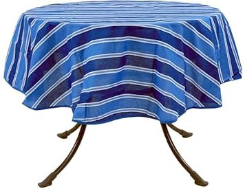 Sun Garden 20475-1 Tischdecke 160 cm rund blau-weiß gestreift