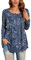 Enmain Tunic Tops Long Sleeve Plus Size Casual Ladies Tunic Tops Small V Neck Button Up T Shirt Blouse,Navy 2,L