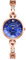 JewelryWe Uhren Damen Analog Quarz 30m wasserdichte Armbanduhr Elegant Einfach Strass Metallarmband Beiläufige Uhr Spangenuhr mit blauem runden Zifferblatt und Uhrenwerkzeug Rosegold