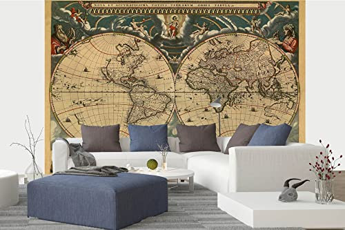 Vlies Fototapete KARTE DER ANTIKEN WELT 375 x 250 cm (inkl. Kleister) - Vlies Tapete, Wandtapete, Wandbilder - Tapete für Wohnzimmer Schlafzimmer, Büro, Küche - Montagefertig