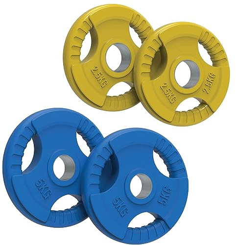 Body Revolution Olympic Weight Plates for 2 Barbells, Rubber Tri-Grip Design for Powerlifting, Body Building & Home Gym Strength Training