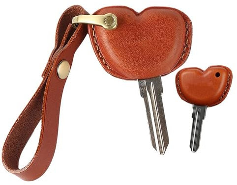 KUNIO Autoschlüssel-Schutzhülle, passend für Vespa Piaggio GTS200 GTS125, Motorradschlüssel-Schutzhülle, Schlüsselanhänger, Leder-Schlüsselhalter, Braun, Medium