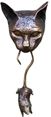 RAZZUM Katze und Maus Türklopfer Skulptur Rostbraun Gusseisen Wand Harz Ornament Zubehör Hausgarten Dekoration Handwerk Schnickschnack