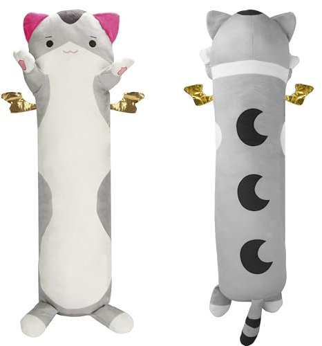 BELLE VOUS Long Cat Plush Pillow - 71cm/28 Inches Cute Kitten Body Pillow - Soft Cuddly Stuffed Animal Doll Plushie Gift/Toy for Kids - Large Cushion for Sleeping/Hugging