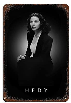 FUKITT Hedy Lamarr Poster (1) Blechschild Vintage Metall Pub Club Cafe Bar Home Wandkunst Dekoration Poster Retro 20 x 30 cm