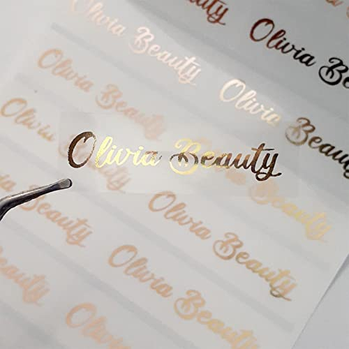 Custom Logo Gold Foil Clear Aufkleber, Personalisierte Hochzeit Bubble Etiketten, Gold Foil Chapstick Etiketten-Aufkleber für Lippenstift (100 Stück, 50 x 20 mm)