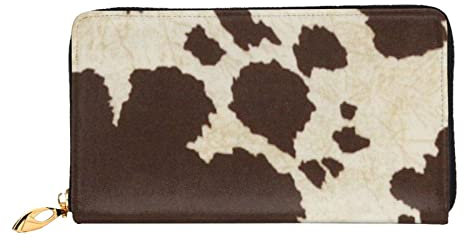 TOLKAT Lodge Bear Deer Fish Unisex mit Reißverschluss Mikrofaser Leder Lange Mode Minimalistisch Große Kapazität Clutch Geldbörse, Kuhfell-Aufdruck, Einheitsgröße