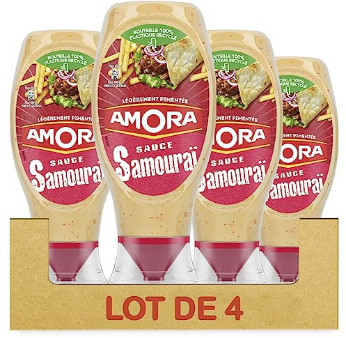 Amora Sauce Samouraï - Légèrement Pimentée - Lot de 4 bouteilles de 435g
