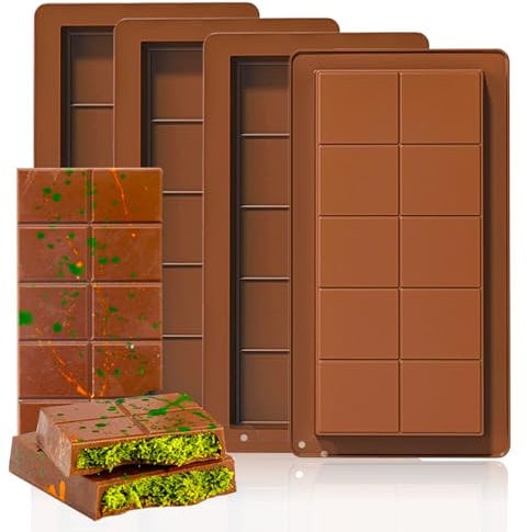 YeahBoom 4 Stück Schokoladenform Silikon Tief,Schokoladentafel Form,Silikonform Schokoladentafel,Tiefe Schokoladenform,Extra Tief Schokolade Form für Schokolade Praline Süßigkeiten