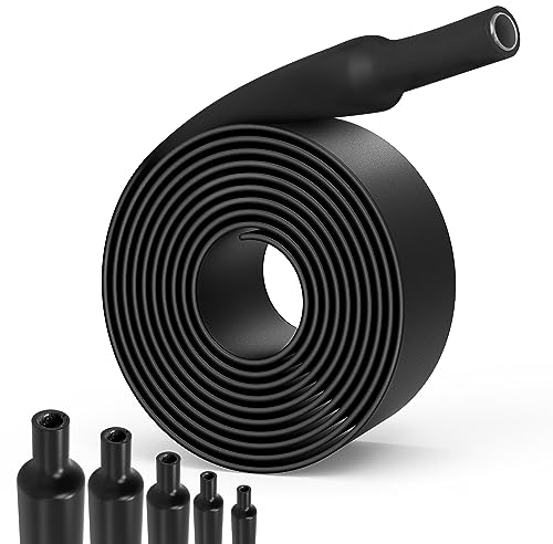 Lsnisni Tubo Termorretráctil 3:1 Ø7,9/15,4/19,1/30/40mm, 2m Tubo Termoretractil con Pegamento, Funda Termorretráctil Negro (Ø15,4mm 2m)