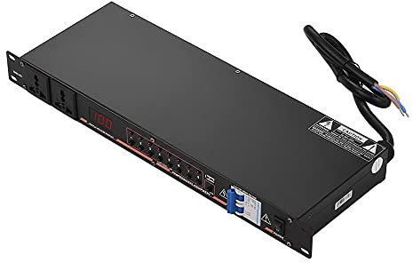 JINGFENG DB2-02 10-outlet Rack Mount Power Sequence Controller Conditioner Surge Protector Power Supply Regulator with LED Display USB Interface for DJ Equipment Instrument Rigs Audio Recording System