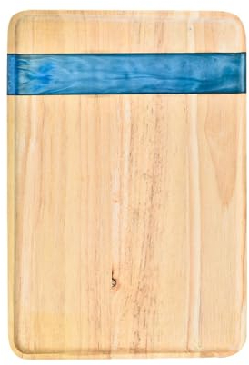 Resin Art Cheese Board, 3 taglie da macellaio in legno Block tagliere, in resina di quercia e blu, tagliere per carne, verdure, frutta, barbecue, utilizzare come sal blue-25cm