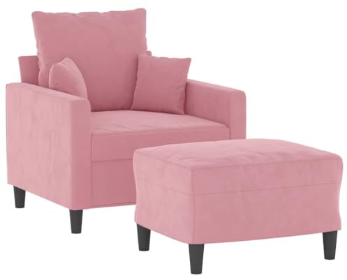 vidaXL Sessel, Relaxsessel mit Fußhocker, Fernsehsessel für Wohnzimmer, Polstersessel Ruhesessel TV Sessel Loungesessel, Rosa Samt