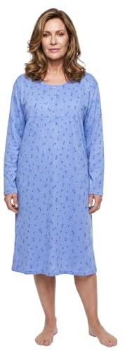 Lucky Nachthemd Damen Langarm Blüten 3XL-6XL Knöpfe Übergröße Baumwolle Schlafshirt