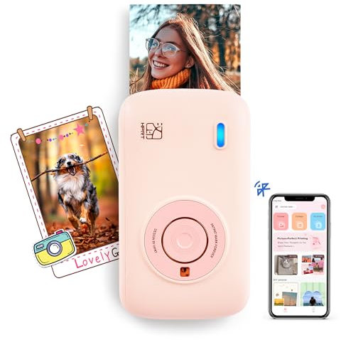 HPRT CP2100 Imprimante photo portable pour iPhone et Android, 2 x 3 Mini imprimante couleur instantanée, Bluetooth 5.0, charge de type C, technologie de sublimation thermique, initiale 10 feuilles