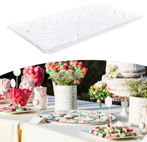Glass Serving Platter, Rectangle Glass Dessert Tray, Serving Tray, Large Capacity Serving Plate, Stable Food Serving Tray, Elegant Serving Dish for Dinner Party Christmas Fruits