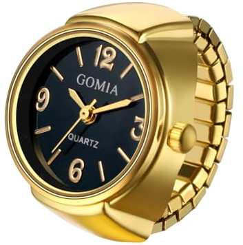 Silverora Ringuhr Fingeruhr Edelstahl Elastische: Damen Analoge Quarz Uhrenring Stretchband Fingerring mit Temperaturempfindlicher Farbwechselnder Zifferblatt Geschenke für Frauen Mädchen Gold Groß