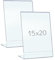 PAJADA - espositore 15x20, plexiglass trasparente, Pack da 2, porta menu, porta avvisi da banco, cornice, porta prezzi per negozi, plexiglass con base a L, portafoto