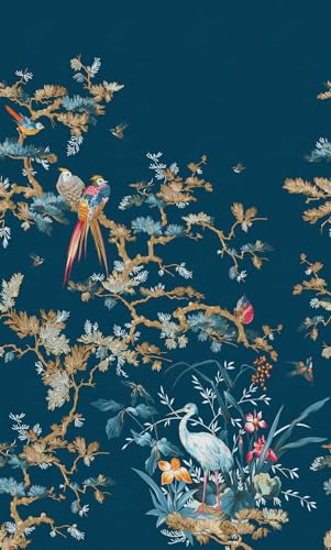 Rasch Magicwalls 362824 - Papier peint photo non tissé - Motif oiseaux et branches - Bleu, marron et rouge - 2,65 x 1,59 m (L x l)