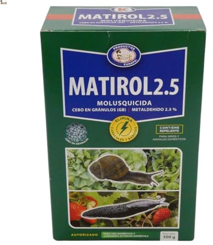 BricoLoco.com Anticaracoles y babosas con metaldehído granulado. 500 grs Molusquicida en grano eliminador caracoles en plantas, huerto, jardín. Eliminar plaga caracoles. Con repelente (0,5 kgs)
