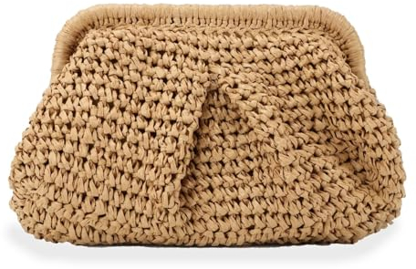 Tabeskly Straw Clutch Purse Beach Bag for Women Uk Woven Tote Summer Raffia Ladies Holiday Dumpling Shoulder Bag Khaki