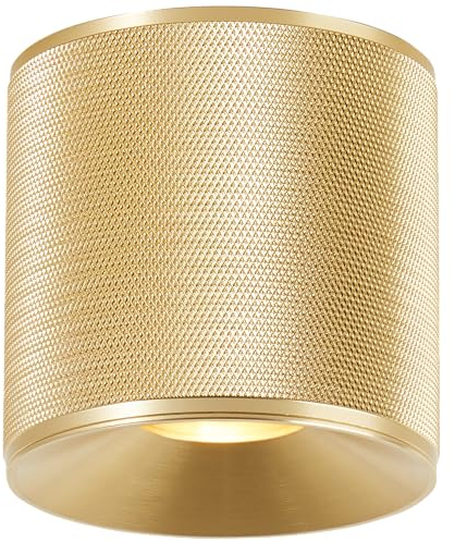 Lightbox LED Deckenspot | 10 cm Höhe, Ø 11 cm | glamouröse Deckenleuchte | inkl. wechselbarem LED (GU10, 350lm, 3000 K) | Lampe für das Wohnzimmer | aus Aluminium in Matt Goldfarben