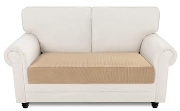 Easy-Going Stretch Sofa Couch Überzug 2 Sitzer, 1 Stück Universeller Rutschfester Sofa Sitzkissenbezug, Waschbarer Jacquard Sofaschutz Hund Katze Kind, Kuscheliger Küchensofa Cover, Kamel
