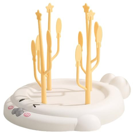 KIEUIENK Babyflaschen-Abtropfgestell, Flaschenregal Trockner, Baum-Design, platzsparender Flaschentrockner, mit Tablett, Babyflaschenhalter für Babyflaschen und Zubehör, Babybecher (Gelb)