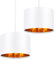Weewooday 2 Pack White Lampshade for Ceiling 12 Modern Golden Inner Drum Lamp Shade with E27 to E14 Lamp Shade Adapter Ring for Pendant Lights Table or Bedside Floor Lights