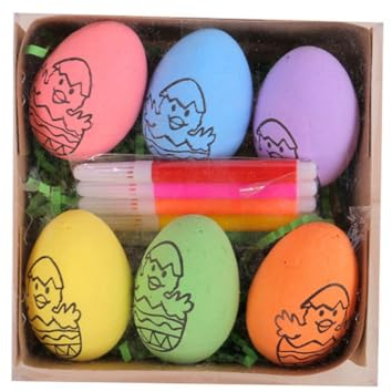 MILUZD 6 Stück DIY Handbemalte Eier 2024 Cartoon-Eier Kinder Handgemachtes Geschenk Osterei-Malset Langlebig -B