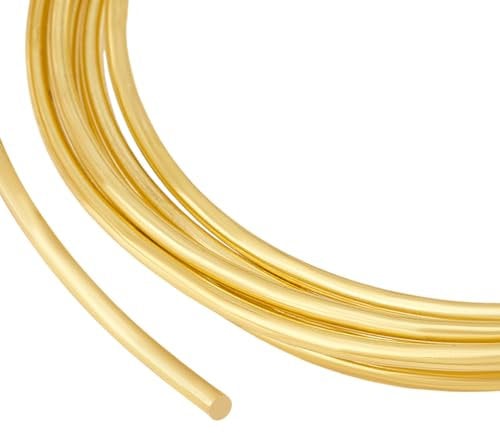 BENECREAT 9.84 Feet/3m Bare Solid Brass Wire, 6 Gauge/4mm Round Soft Brass Wire Pure Brass Wire for Jewelry Making Craft Gem Wrapping