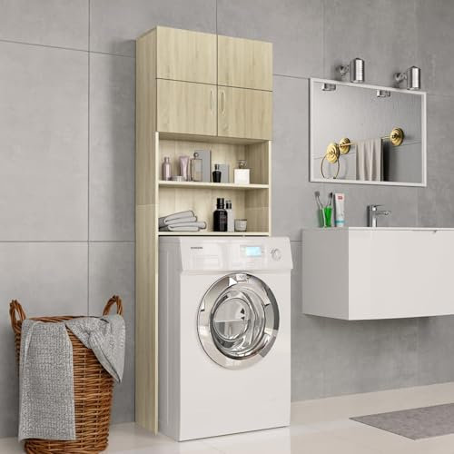 qohoio Mobile per Lavatrice Rovere Sonoma 64x25,5x190 cm in Truciolato,Accessori elettrodomestici,Accessori lavatrici e asciugatrici,Accessori per lavatrici e asciugatrici-800030