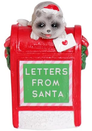 Pzuryhg Santa Mailbox, Resin Animal Statues, Letters to Santa, Christmas Figurines, Christmas Village Accessories, Christmas Collectible Ornaments, Holiday Resin Decorations for Christmas Festival