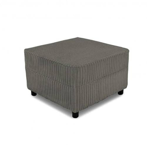 SOFASELECTIONUK LTD Stylish Jumbo Cord Foot stool – Perfect Living Room Furniture Accessory for Chairs, Couches & Swivel Armchairs | Luxurious Pouffe with Soft Durable Fabric (Grey, Footstool)
