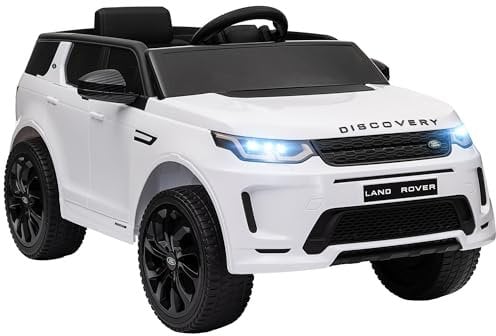 AIYAPLAY Voiture électrique Enfants sous Licence Land Rover Discovery Sport véhicule électrique 12V avec télécommande 2,4G, lumières LED, Musique et klaxon, démarrage Lent, pour 3 à 6 Ans, Blanc
