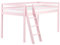 Lit Simple Enfant Mi-Hauteur en Bois de Pin 90 x 200 cm avec Sommier à Lattes Rose Ascoux