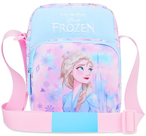 Disney Umhängetasche Mädchen Teenager, Kleine Tasche Verstellbar mit Reißverschlussfächern, Disney Geschenke für Kinder