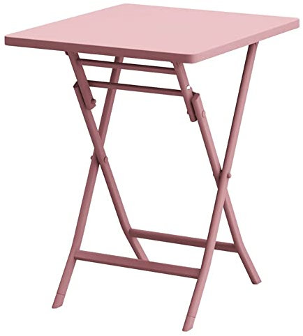 Table basse pliante d'extérieur ronde/carrée pour cour, jardin et bistrot, table simple multifonction pour intérieur et extérieur, 9 options de couleur disponibles (rose, 55 x 55 x 72 cm)