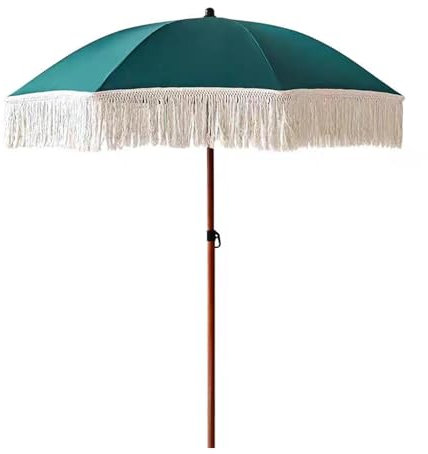 XQJLBZA Sombrilla de Jardín Ø180 CM con Flecos, Protección UV50+, 8 Varillas Sombrilla Playa para Balcón, Piscina, Terraza y Patio