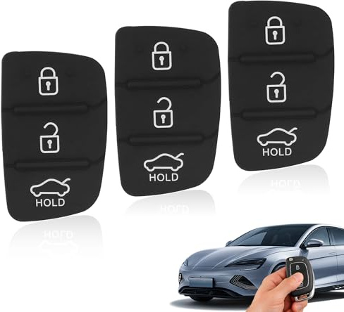 3PCS for Hyundai Key Fob Hyundai i10 Car Accessories Rubber Pad Replacement Compatible with Hyundai i40 i30 i20 i10 ix20 ix30 ix35 Santa Elantra Car Remote Control Fob Shell Case Buttons Cove