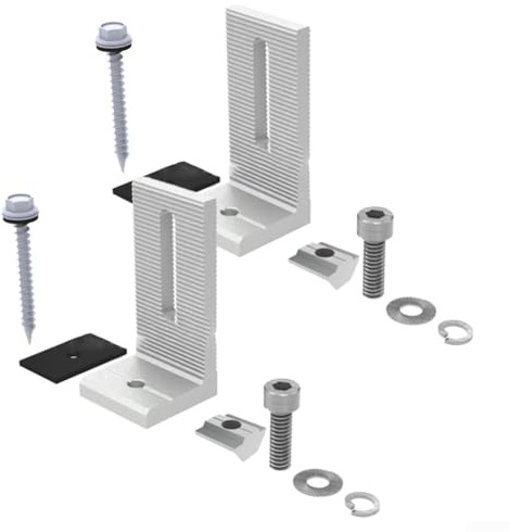 Staffa di montaggio per pannello solare in alluminio tipo L con morsetto terminale per modulo fotovoltaico, hardware di montaggio per pannello fotovoltaico, kit di fissaggio per pannelli solari