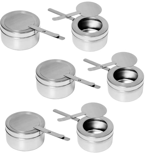 6 Quemador de Fondue de Acero Inoxidable Recipientes Pasta de Combustión | Recipientes Calientes quemador de fondue de acero inoxidable para Fondue para Mochilero al Aire Libre, Viajar, Picnic