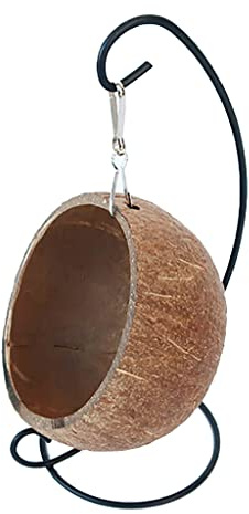 YROHGKPN Cachette pour hamster en noix de coco à suspendre, lit hamac avec support, accessoire de cage pour petits animaux, ours doré, échelle à sucre, coquilles de noix de coco