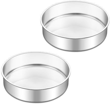 Homikit Backform, Edelstahl 18cm Rund Kuchenform Backformen 2er Set | Hochglanzpoliert Backform Kuchenblech, Gesund & Ungiftig, leicht zu reinigen und Spülmaschinenfest