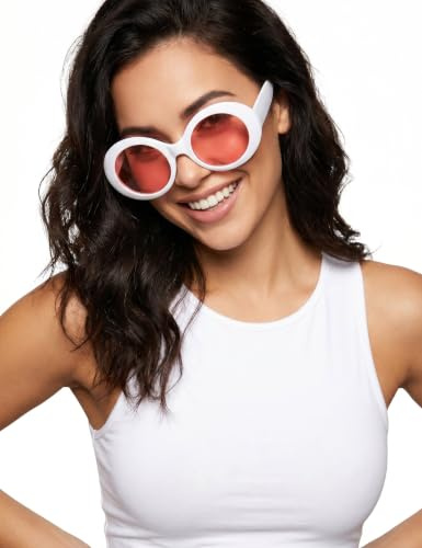 DEGUISE TOI Vegaoo - Runde Brille in Weiß mit roten Gläsern - Einheitsgröße